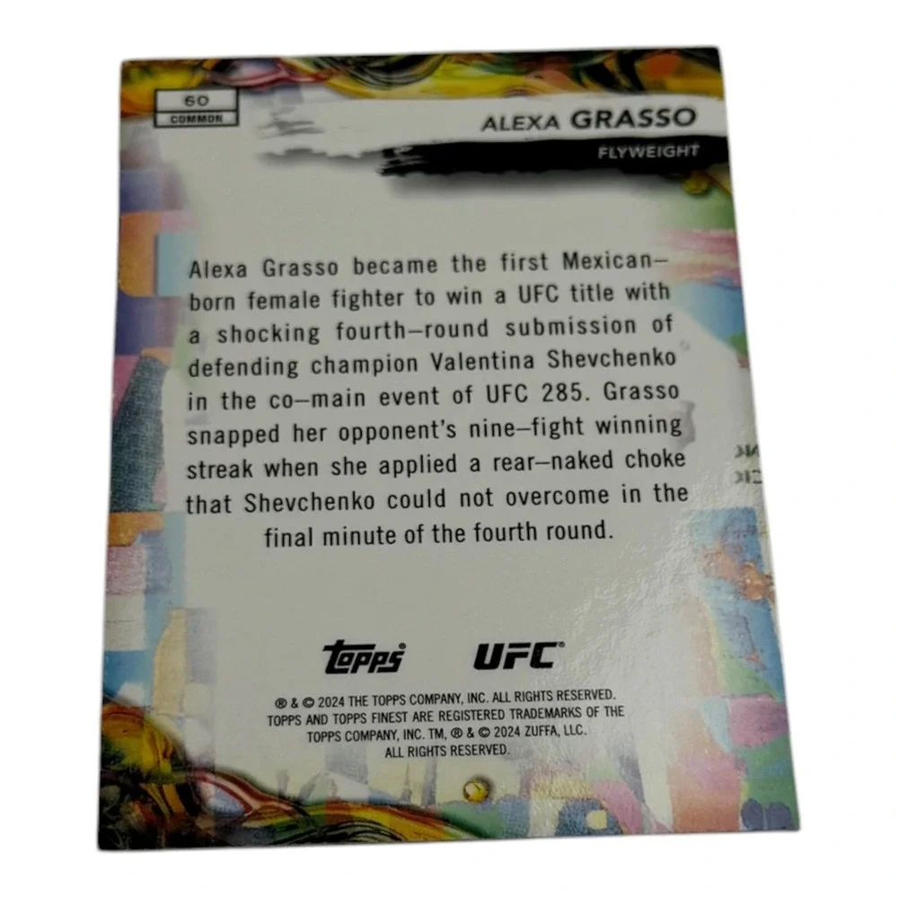 2024 Topps Finest UFC Alexa Grasso Common Card #60 Flyweight Champion MMA